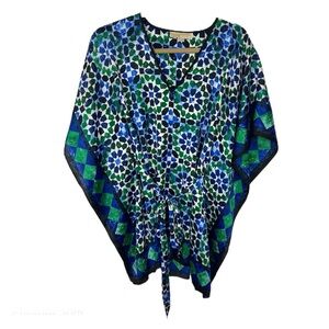 Michael Kors Mosaic Patterned Tunic in Blue and Green